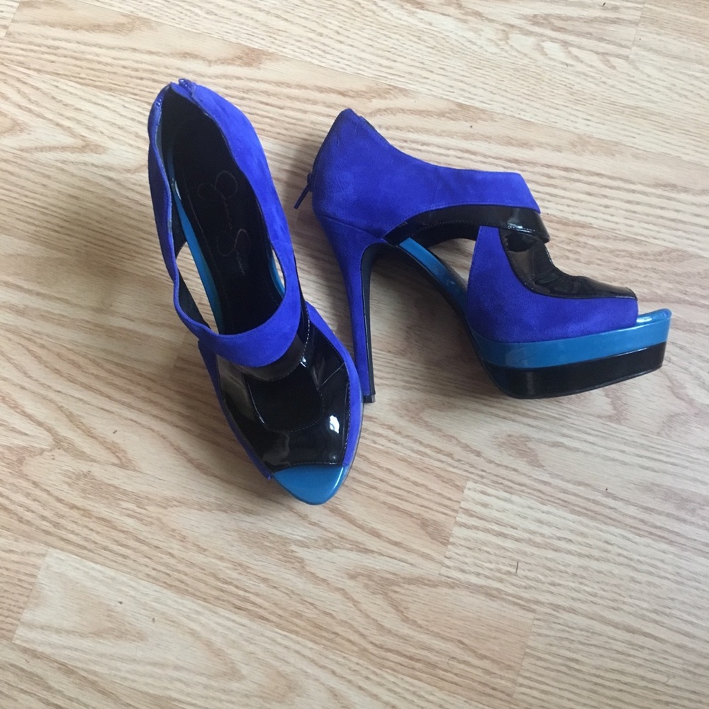 Jessica Simpson Blue Suede Platform Heels - 7.5